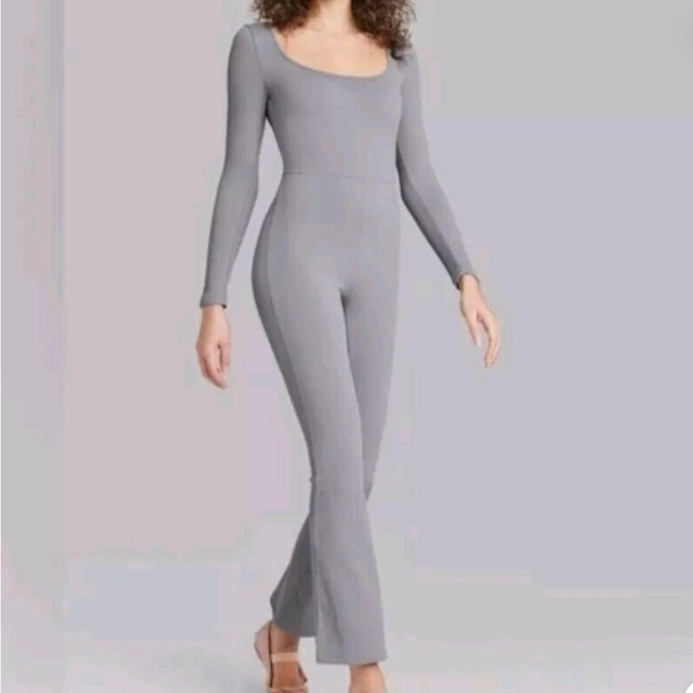 Wild Fable Gray Long Sleeve Jumpsuit